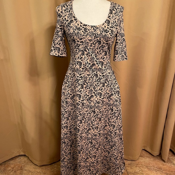 NEW! Pact Fit & Flare Paisley Blossoms Scoop Midi Dress Size Small NWT! - Picture 1 of 12